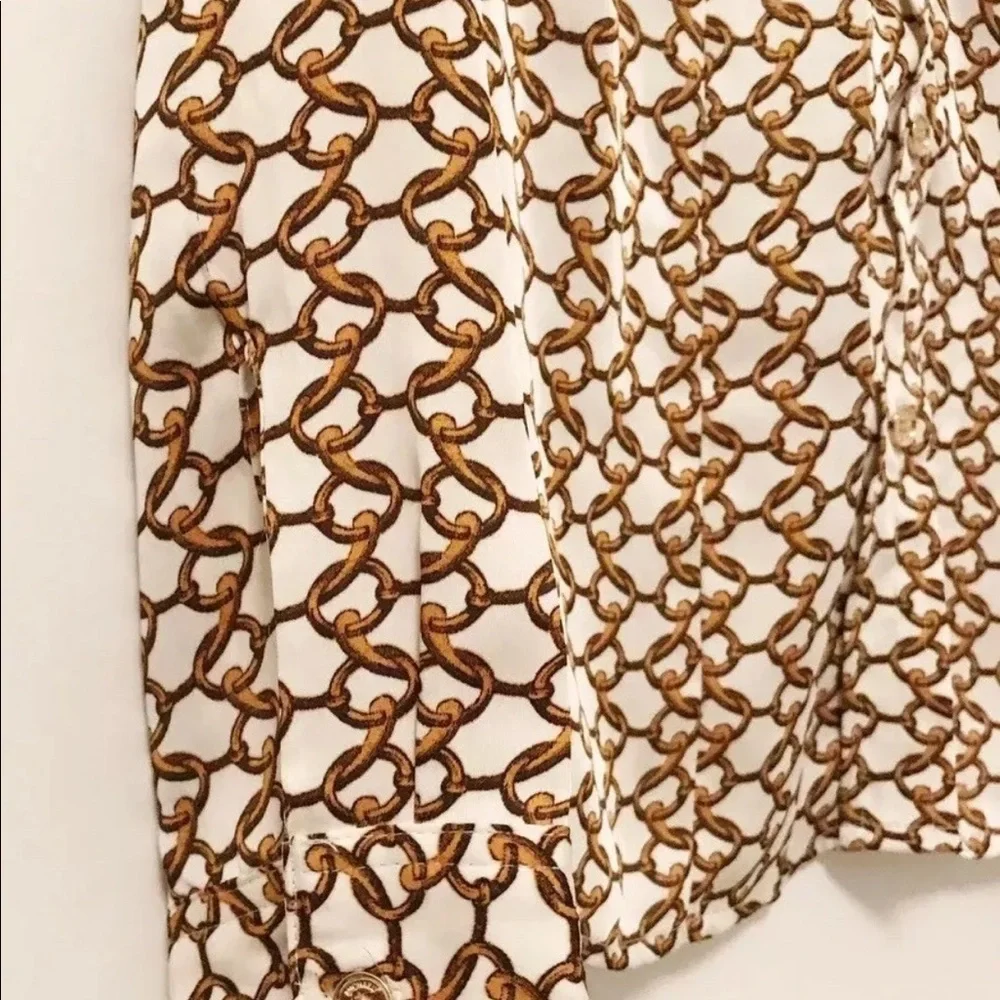 MICHAEL KORS Sz P Gold Chain Button Down Blouse